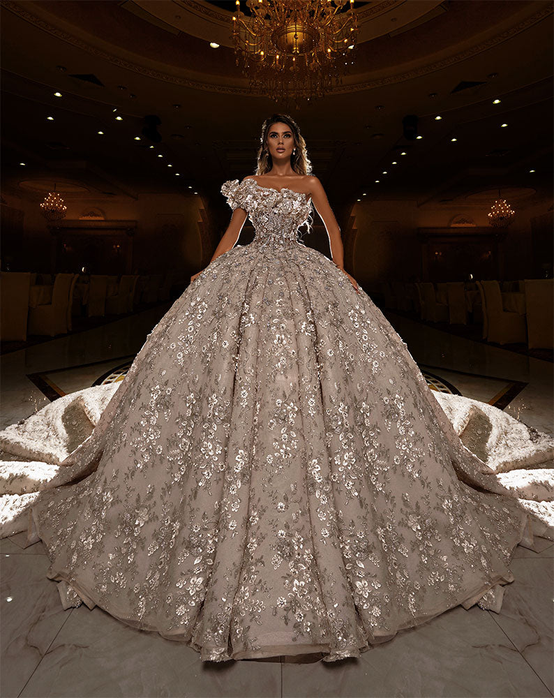 One Ruffle Shoulder Bridal Gown - Image 3