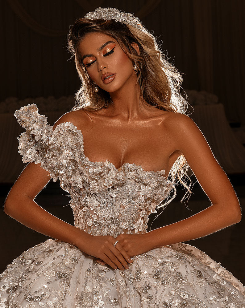 One Ruffle Shoulder Bridal Gown - Image 5