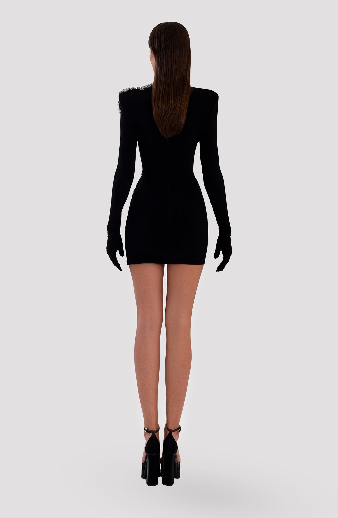 Short Embroidered Black Dress - Image 3